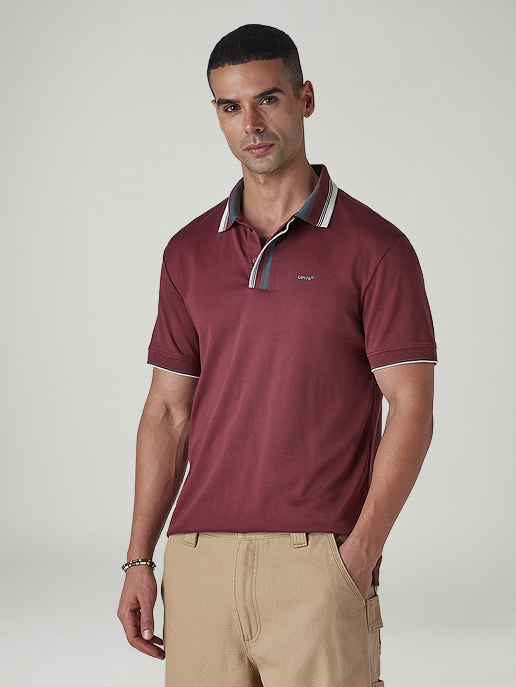 Men's Colorblock Maroon Interlock Polo T-shirt