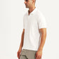 Men's Textured White Slim Fit Polo T-shirt - Side View