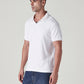 Men's Textured White Ribbed Polo T shirt - Side View
