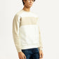 Men's Colorblock Cream Crew Neck Sweatshirt - Side View