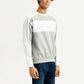 Men's Colorblock Grey Crew Neck Sweatshirt - Elevated View