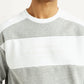 Men's Colorblock Grey Crew Neck Sweatshirt - Detail View