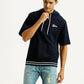 Men's Solid Navy Hooded Sweatshirt - Styleshot View