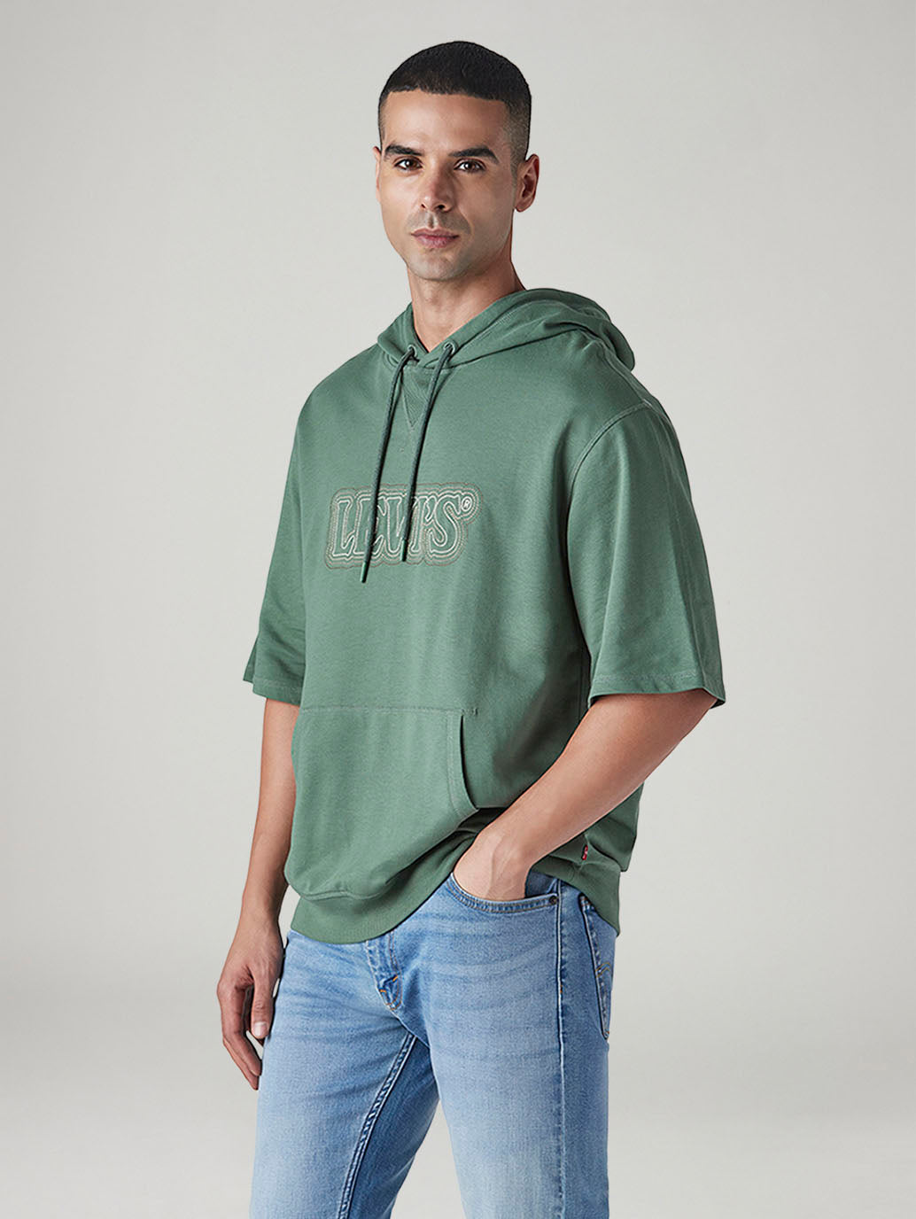 Men's Embroidered Loose Fit Sweatshirt - Side View