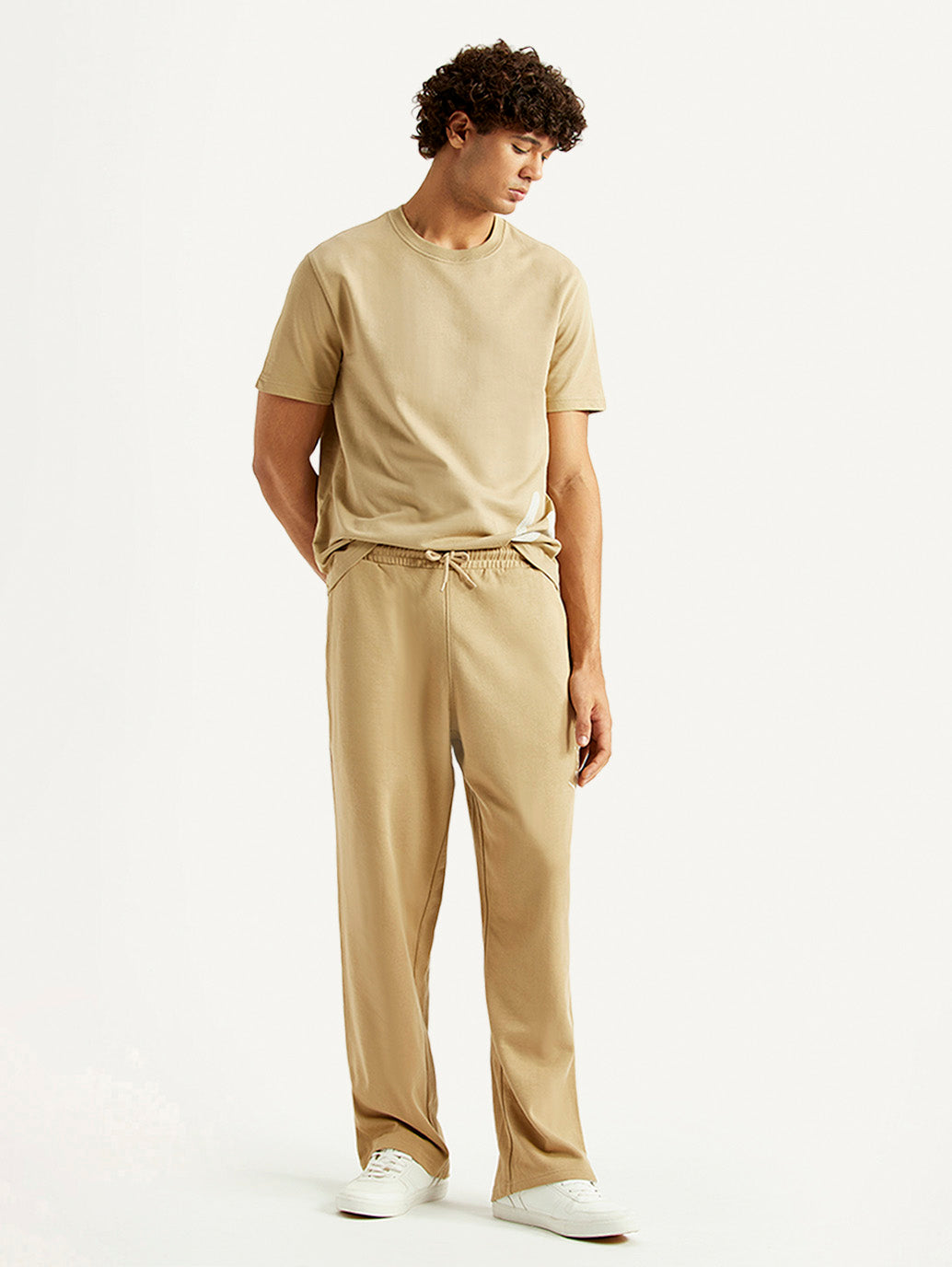 Men's Beige Regular Fit Joggers
