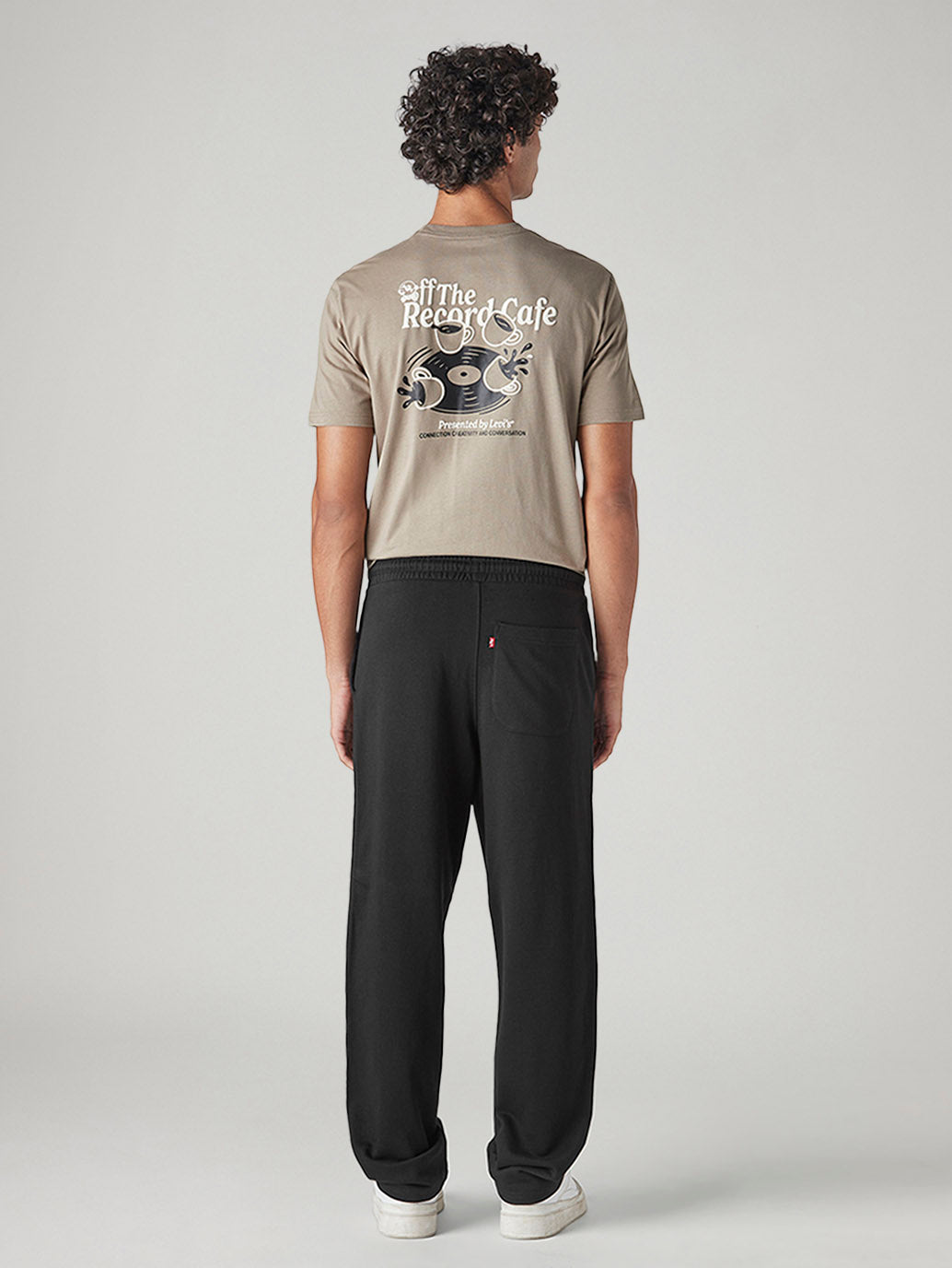 Men's Black Regular Fit Mid Rise Joggers - Back View