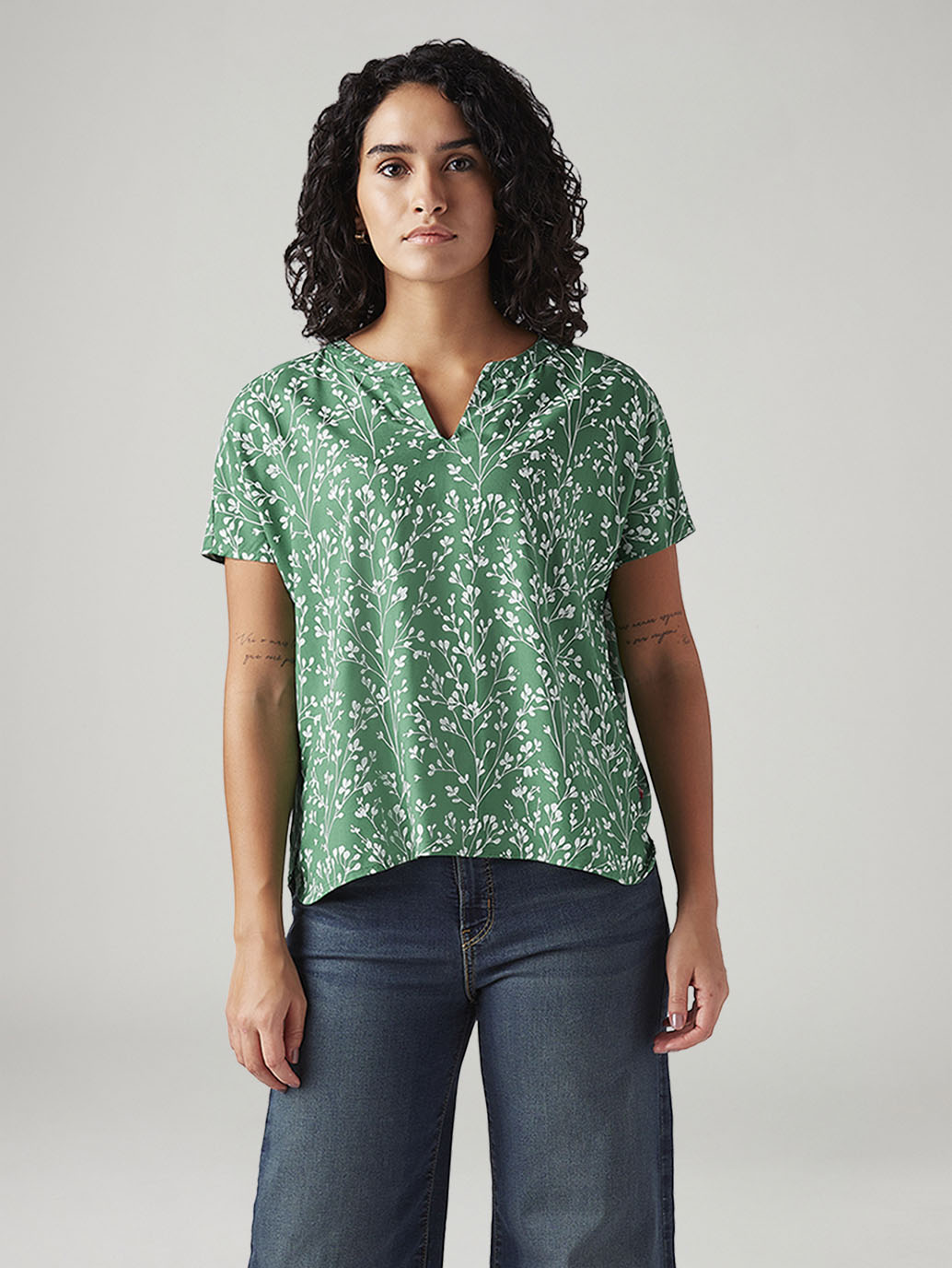 Women's Floral Regular Fit Top - Front View