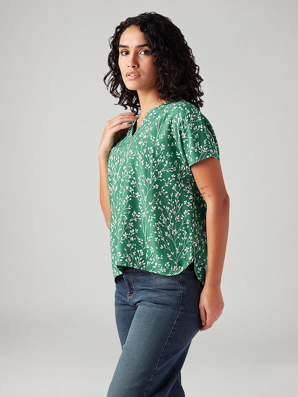 Women's Floral Regular Fit Top - Side View