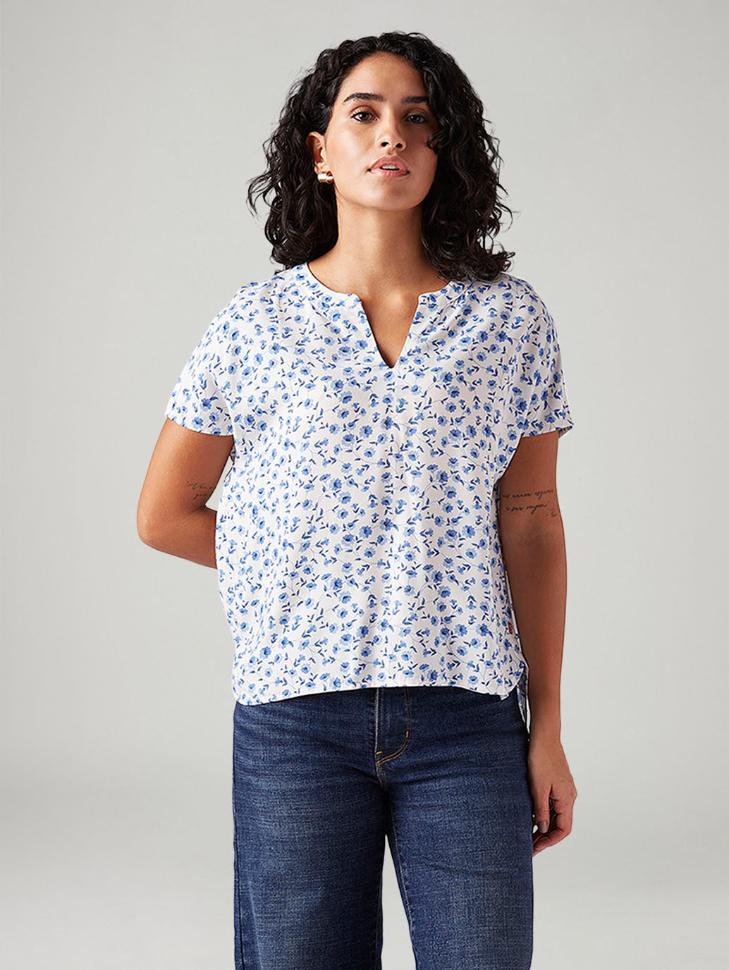 Women's Floral Regular Fit Top - Front View