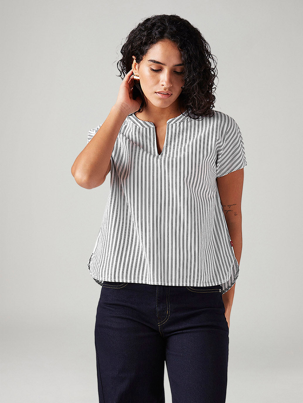 Women's Striped Relaxed Fit Top - Styleshot View