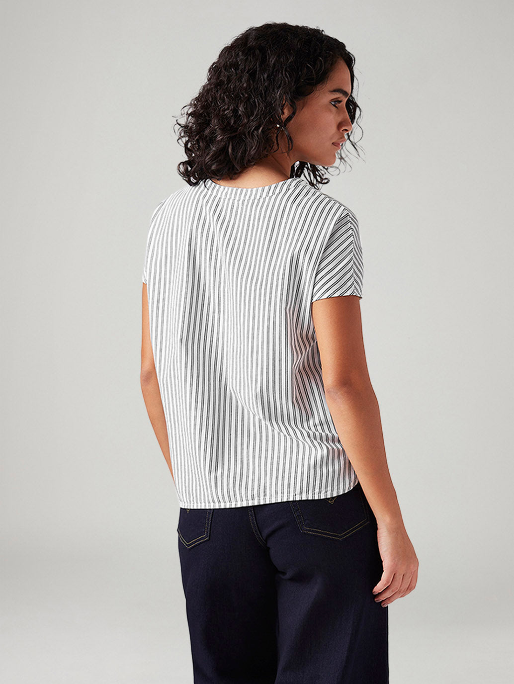Women's Striped Relaxed Fit Top - Back View