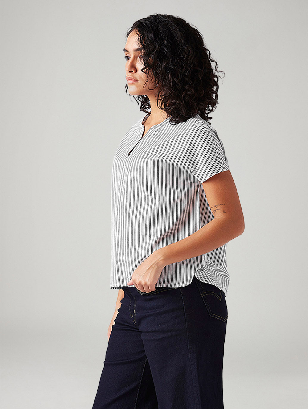 Women's Striped Relaxed Fit Top - Side View