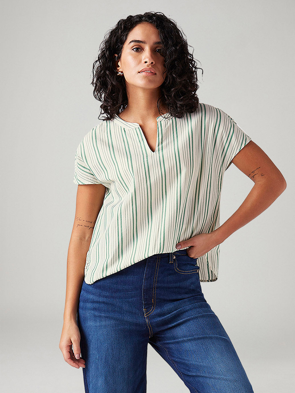 Women's Striped Relaxed Fit Top - Styleshot View