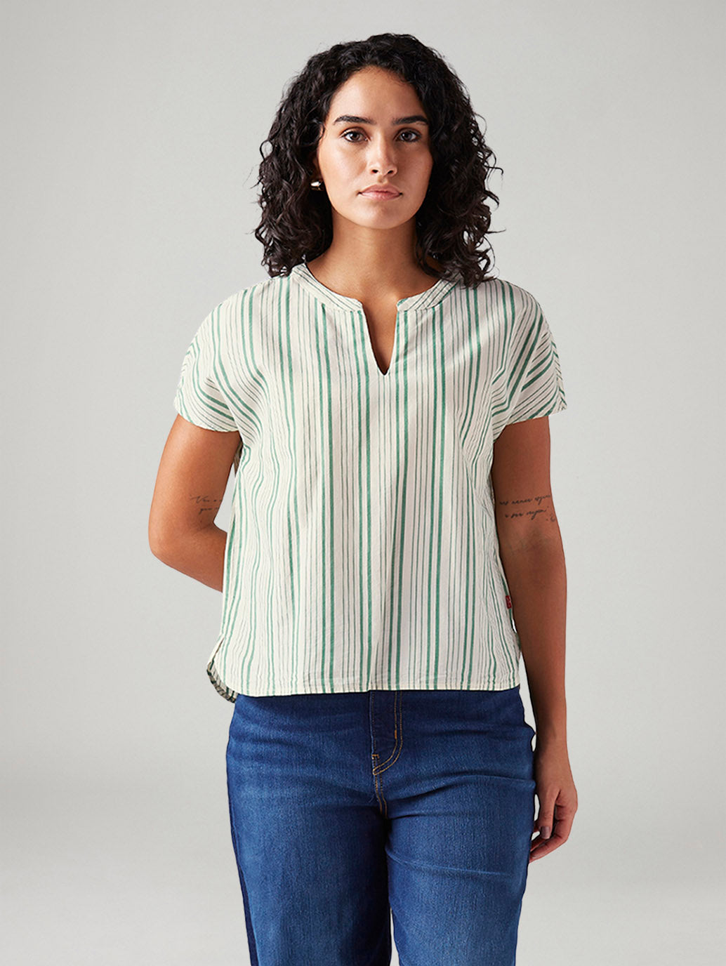 Women's Striped Relaxed Fit Top - Front View