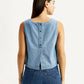 Women's Solid Light Blue Square Neck Top - Back View