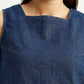 Women's Solid Dark Blue Square Neck Top - Detail View