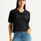 Women's Lace Black Peter Pan Collar Shirt - Styleshot View
