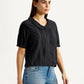 Women's Lace Black Peter Pan Collar Shirt - Side View