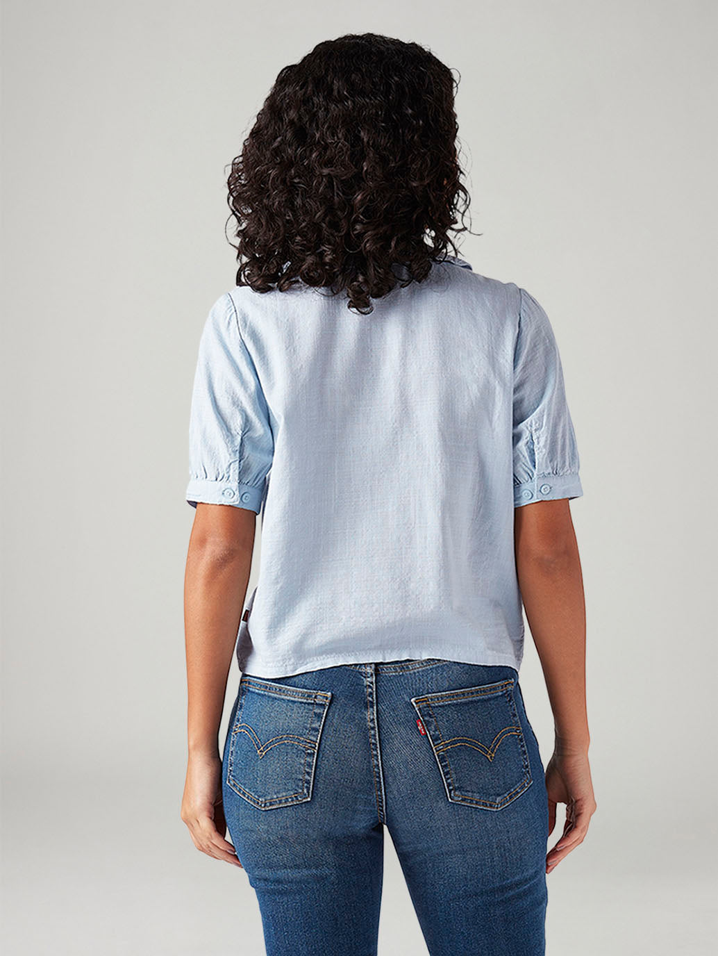 Women's Lace Regular Fit Peter Pan Collar Shirt - Back View