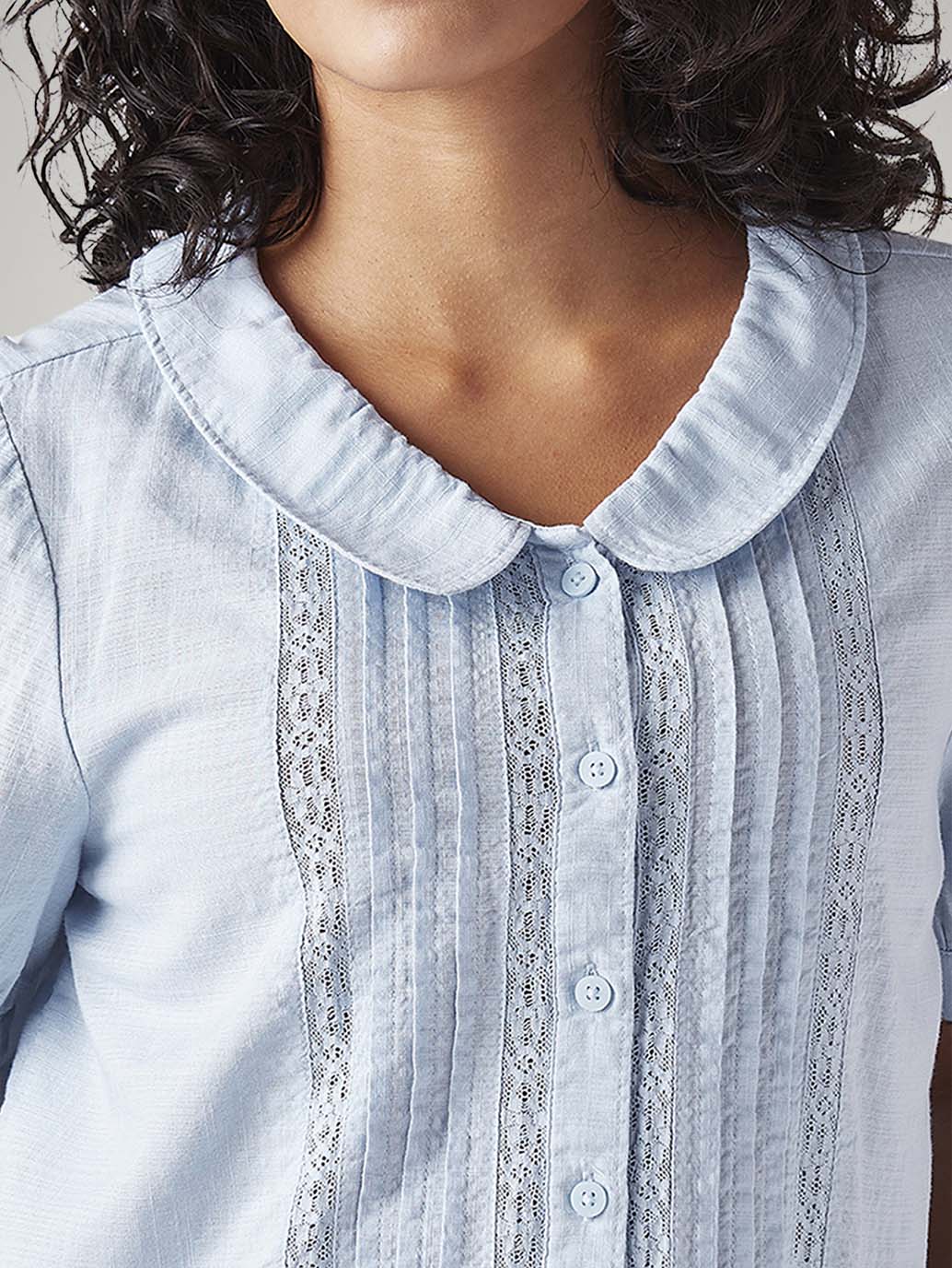 Women's Lace Regular Fit Peter Pan Collar Shirt - Detail View