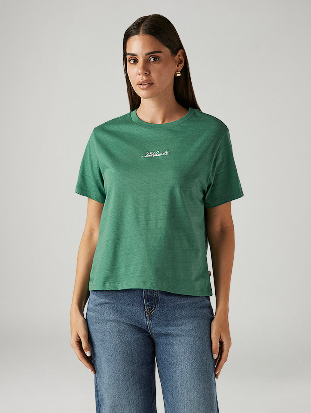 Women's Solid Green Relaxed Fit T-shirt