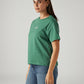 Women's Solid Green Relaxed Fit T-shirt - Side View