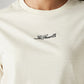 Women's Solid Off-White Relaxed Fit T-shirt - Detail View