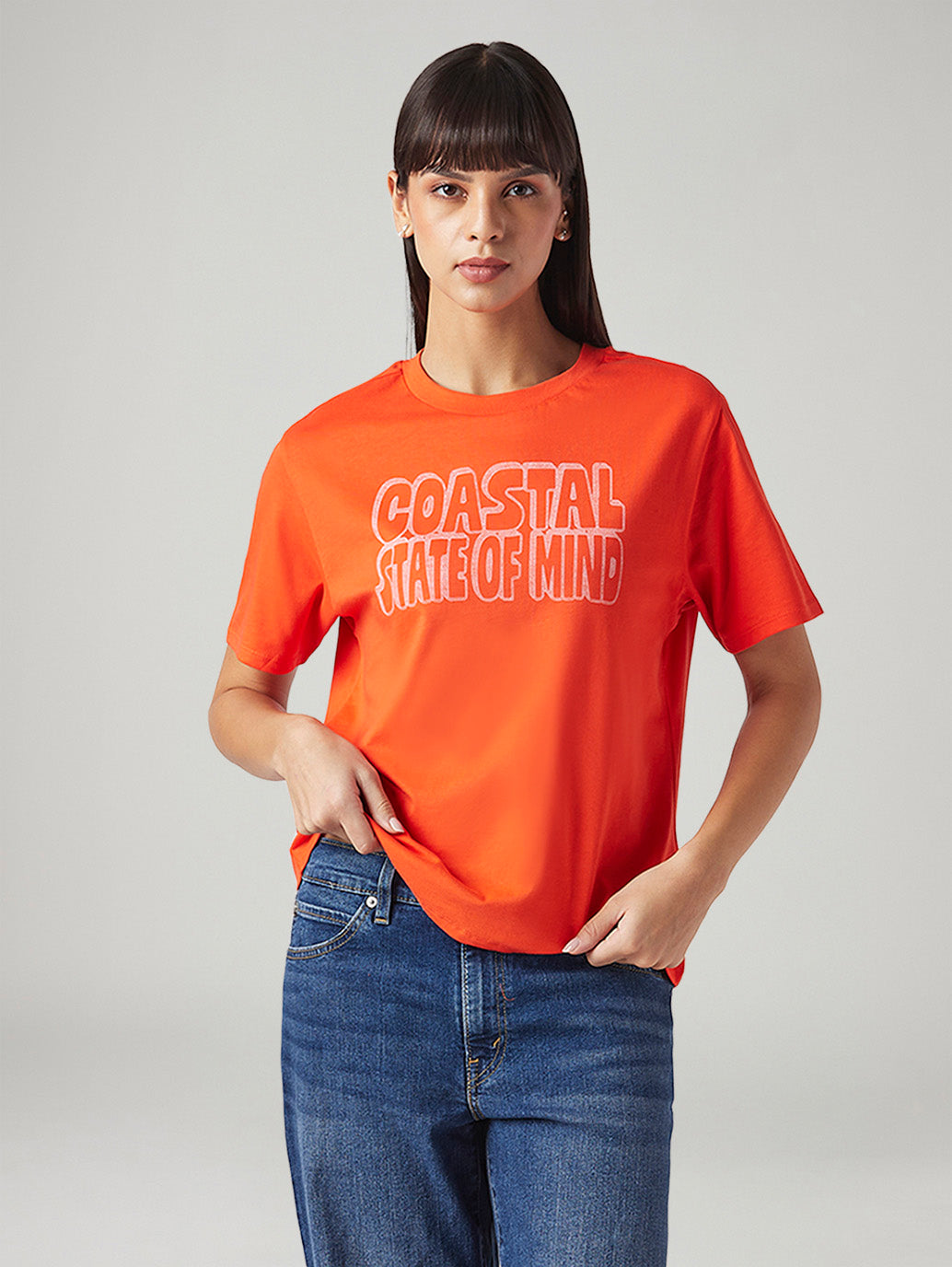 Women's Typography Printed Relaxed Fit T-Shirt