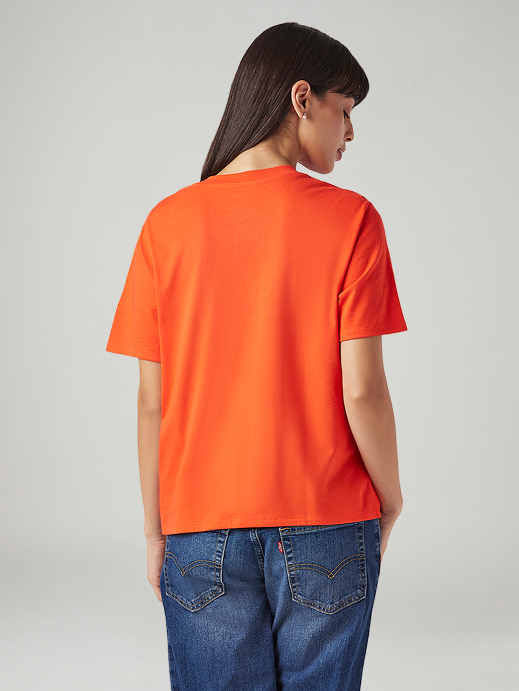 Women's Typography Printed Relaxed Fit T-Shirt - Back View