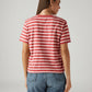Women's Striped Red Relaxed Fit T-shirt - Back View
