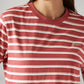 Women's Striped Red Relaxed Fit T-shirt - Detail View