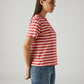 Women's Striped Red Relaxed Fit T-shirt - Side View
