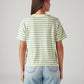 Women's Striped Yellow Relaxed Fit T-shirt - Back View