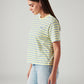 Women's Striped Yellow Relaxed Fit T-shirt - Side View