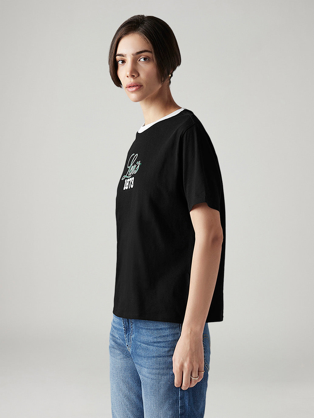 Women's Typography Printed Relaxed Fit T-Shirt - Side View