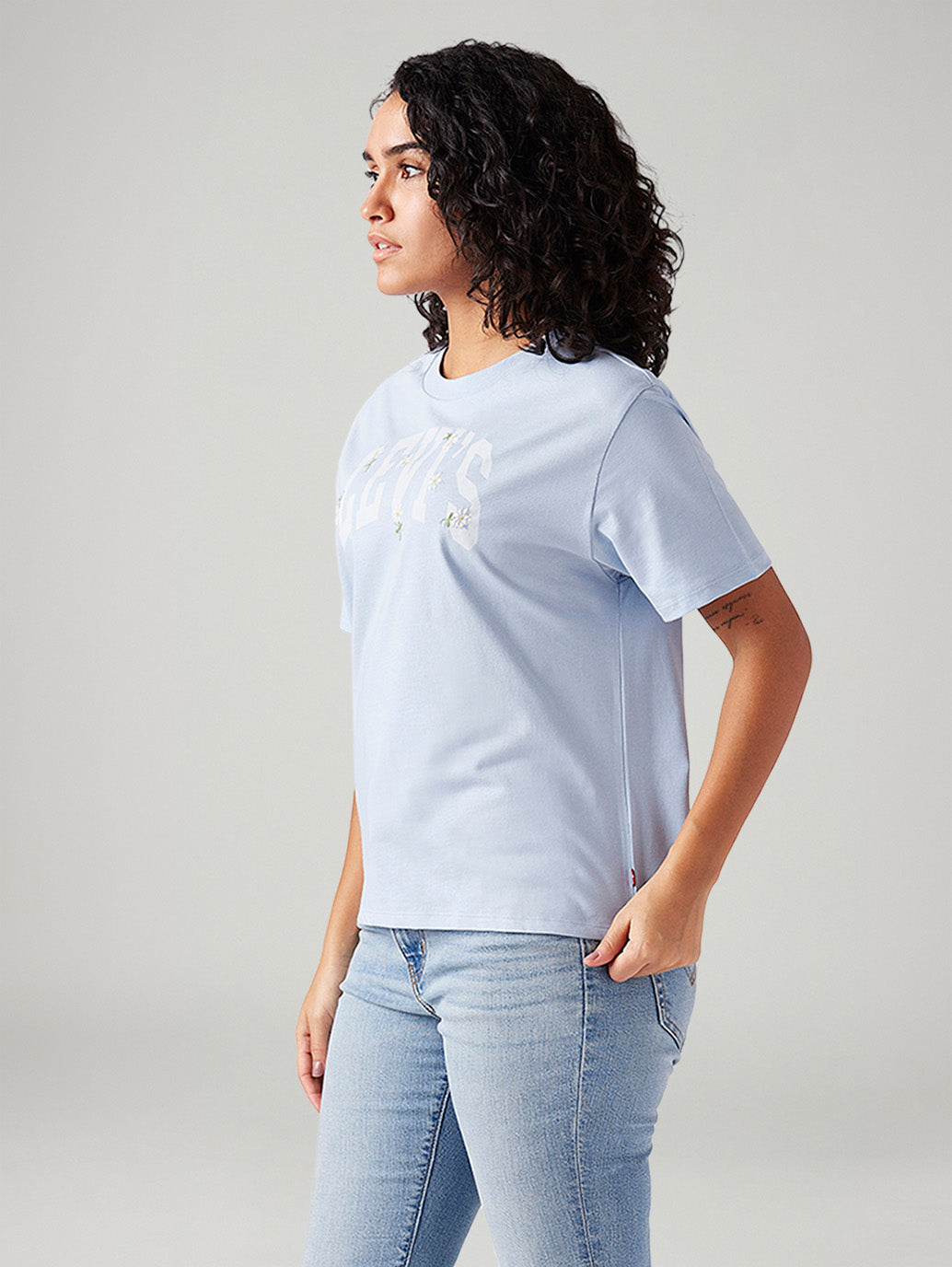 Women's Logo Printed Relaxed Fit T-Shirt - Side View