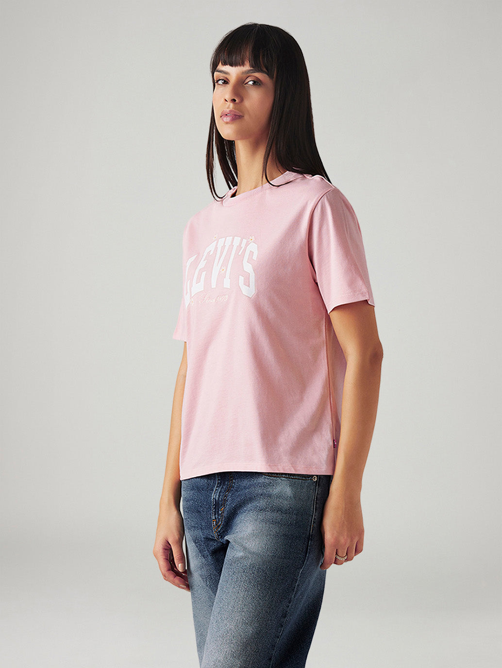 Women's Logo Printed Relaxed Fit T-Shirt - Side View