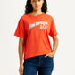 Women's Brand Logo Orange Relaxed Fit T-shirt - Styleshot View
