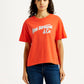 Women's Brand Logo Orange Relaxed Fit T-shirt - Front View