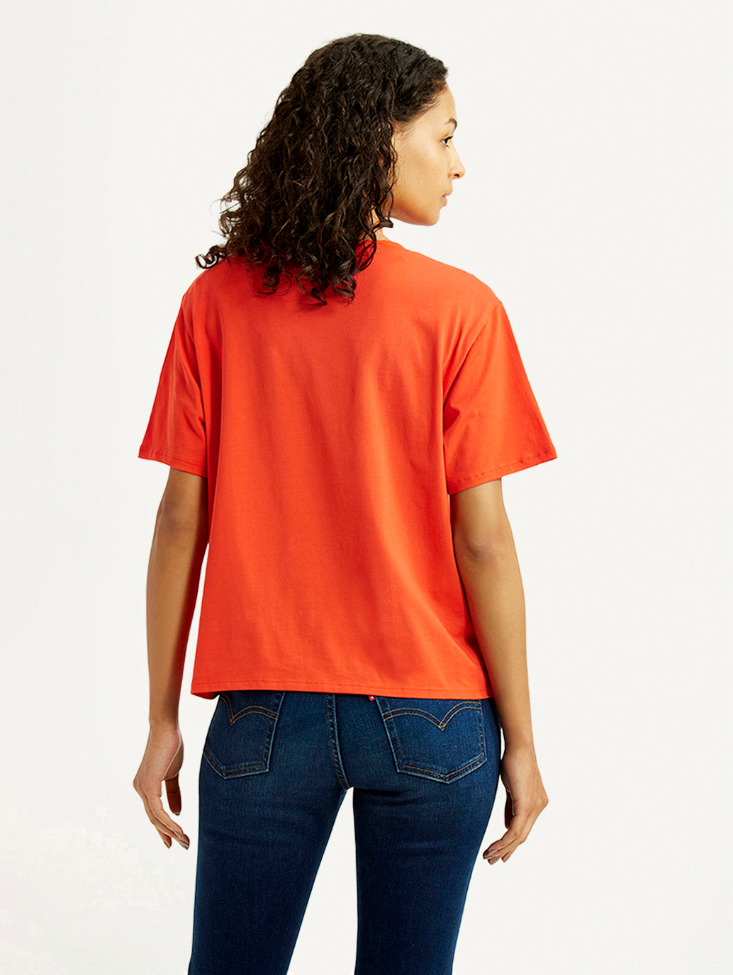 Women's Brand Logo Orange Relaxed Fit T-shirt - Back View