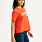 Women's Brand Logo Orange Relaxed Fit T-shirt - Side View
