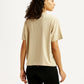 Women's Brand Logo Beige Relaxed Fit T-shirt - Back View