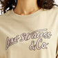 Women's Brand Logo Beige Relaxed Fit T-shirt - Detail View