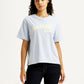 Women's Brand Logo Light Blue Relaxed Fit T-shirt - Styleshot View
