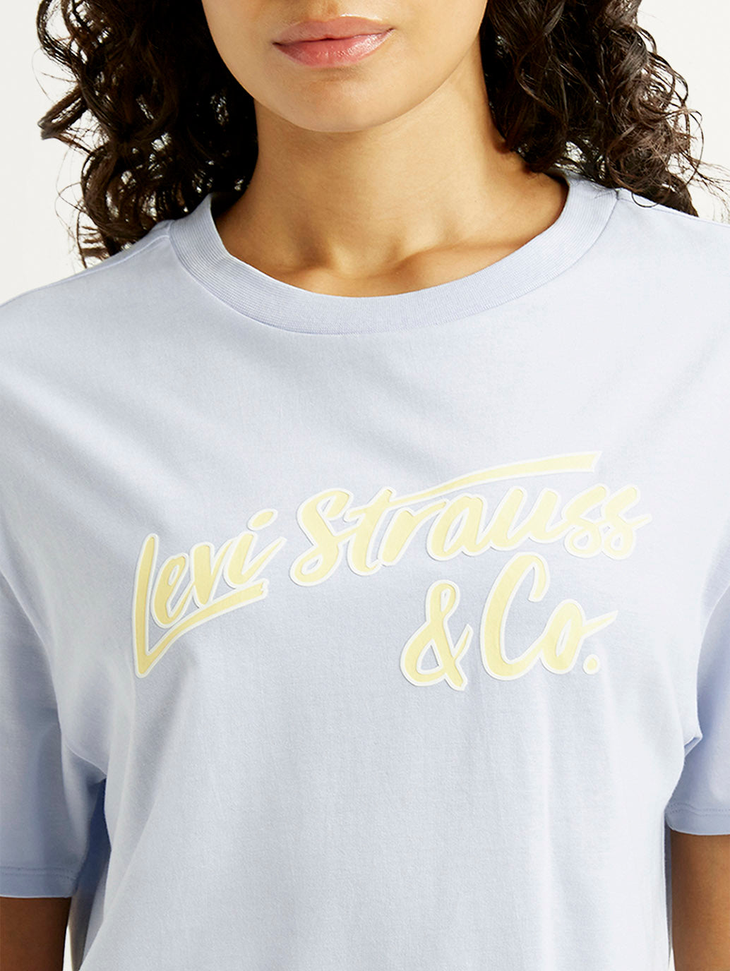 Women's Brand Logo Light Blue Relaxed Fit T-shirt - Detail View