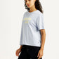 Women's Brand Logo Light Blue Relaxed Fit T-shirt - Side View