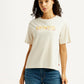 Women's Brand Logo Off White Relaxed Fit T-shirt - Front View