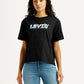 Women's Brand Logo Black Relaxed Fit T-shirt - Front View