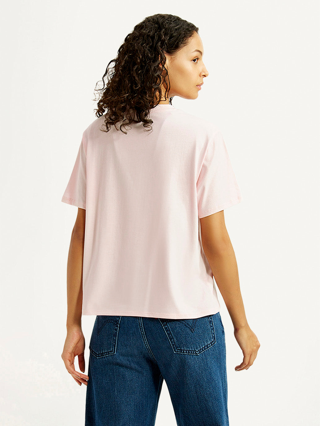 Women's Brand Logo Pink Relaxed Fit T-shirt - Back View
