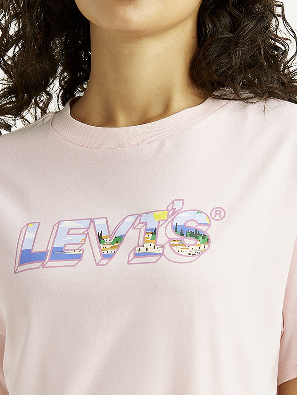 Women's Brand Logo Pink Relaxed Fit T-shirt - Detail View